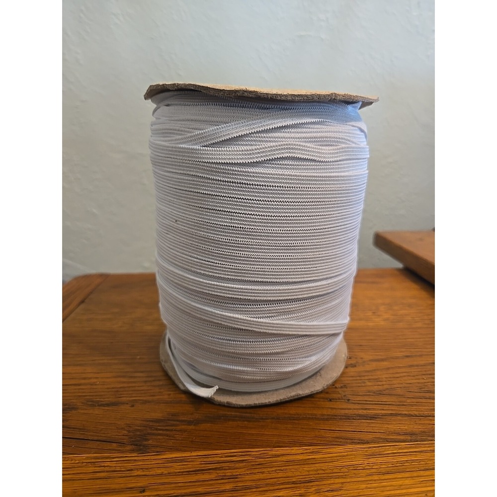 White Braided Elastic 1/4" Roll 200+ Yards for sewing